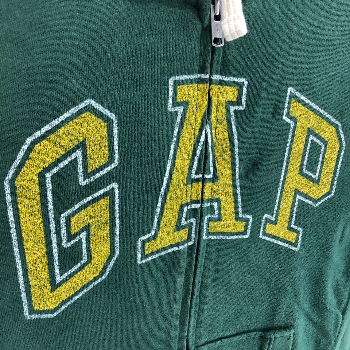 90s Vintage GAP Zipper Green Hoodie Gap Big Logo Long Sleeve | Etsy