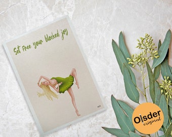 Motivational Art Poster | Set free your blocked joy | woman illustration | A4 wall art | green