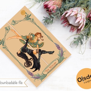 Poster Yennefer & Triss The Witcher | printable | Art Nouveau | pole dance | download fan art |