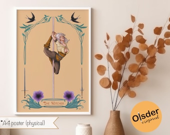 Poster A4 Ciri The Witcher pole dancing | art nouveau | pole dance | wall art