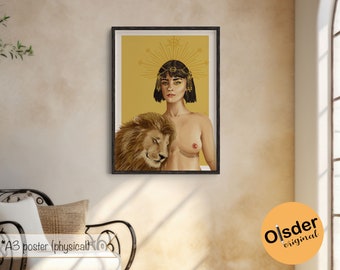 Circe Untamed | A3 Poster | Greek Mythology | feminist art | Yellow wall art