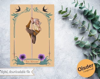 Poster Ciri The Witcher | printable  | Art Nouveau | pole dance | download fan art