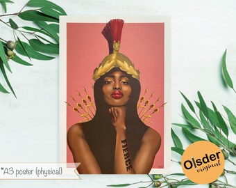 Fierce Amazon Queen | Poster A3 | Greek Mythology | feminist art | red