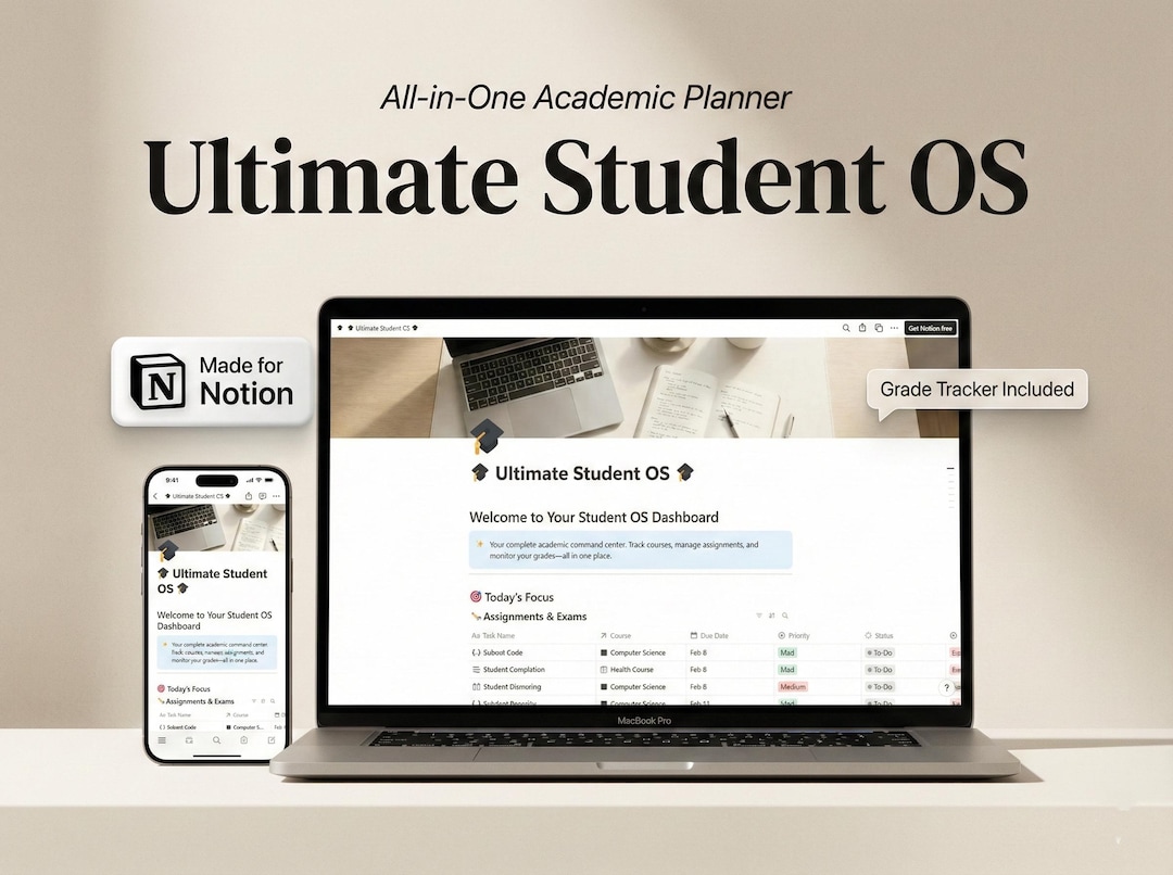 Ultimate Student Notion Template | Academic Planner & Grade Tracker ...