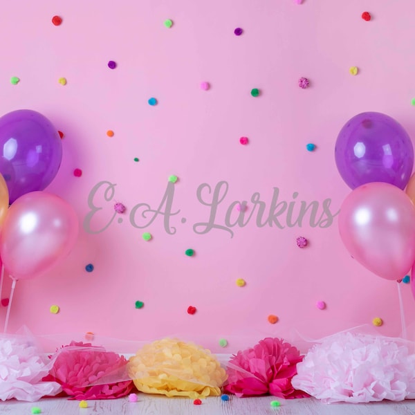 Girl Pink Pom Pom Birthday digital background