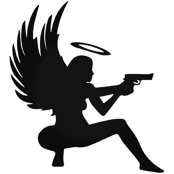 Buy 2 Get 1 Free Sexy Angel Girl With Gun Silhouette Custom Vinyl Car Lapto...