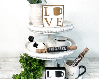 Mini love sign, Coffee bar decor, coffee tiered tray decor, farmhouse home decor, coffee lover gift, mini coffee bar sign, mothers day gift