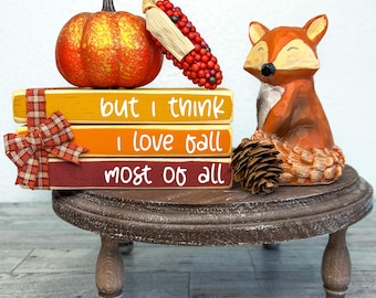 November home decor, Mini book stack for fall, I think I love fall most of all, Farmhouse fall decor, Autumn shelf sitter, Fall tiered tray,