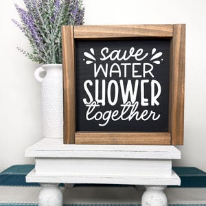 Funny bathroom decor, farmhouse bathroom sign, housewarming gift, neutral bathroom decor, bathroom shelf sitter, wood framed bathroom sign,