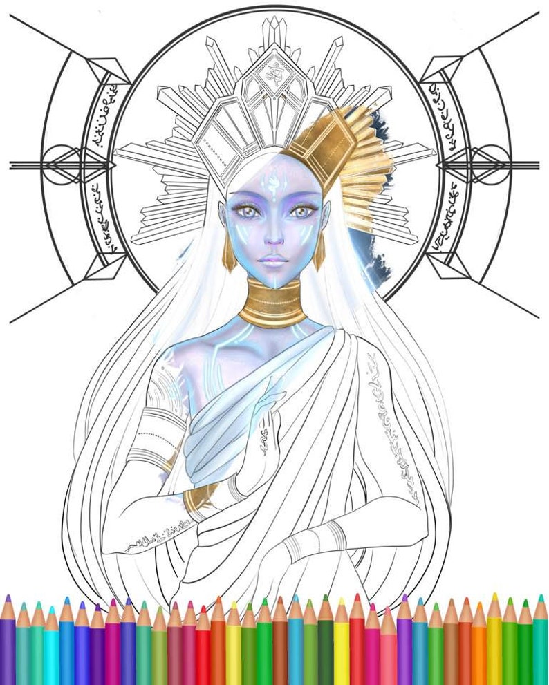 Printable Coloring Page, Atlantean High Priestess Light Language Code ...