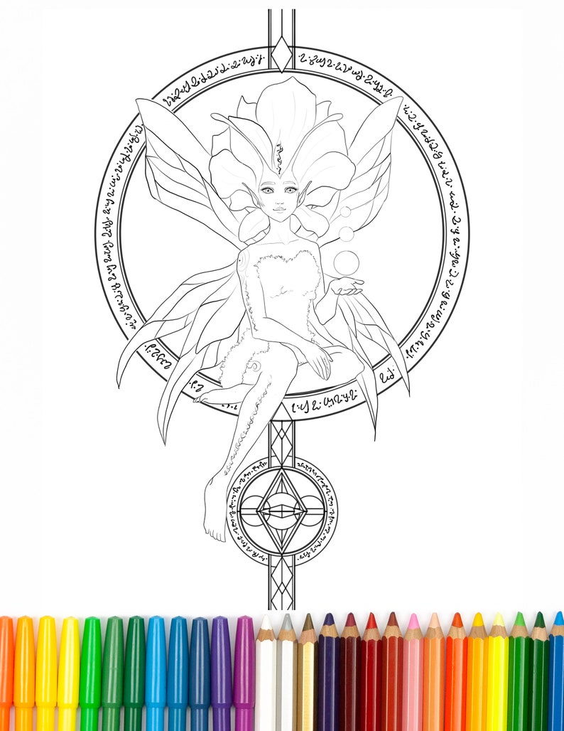 Bundle Printable Coloring Page Elementals Elf Mermaid | Etsy