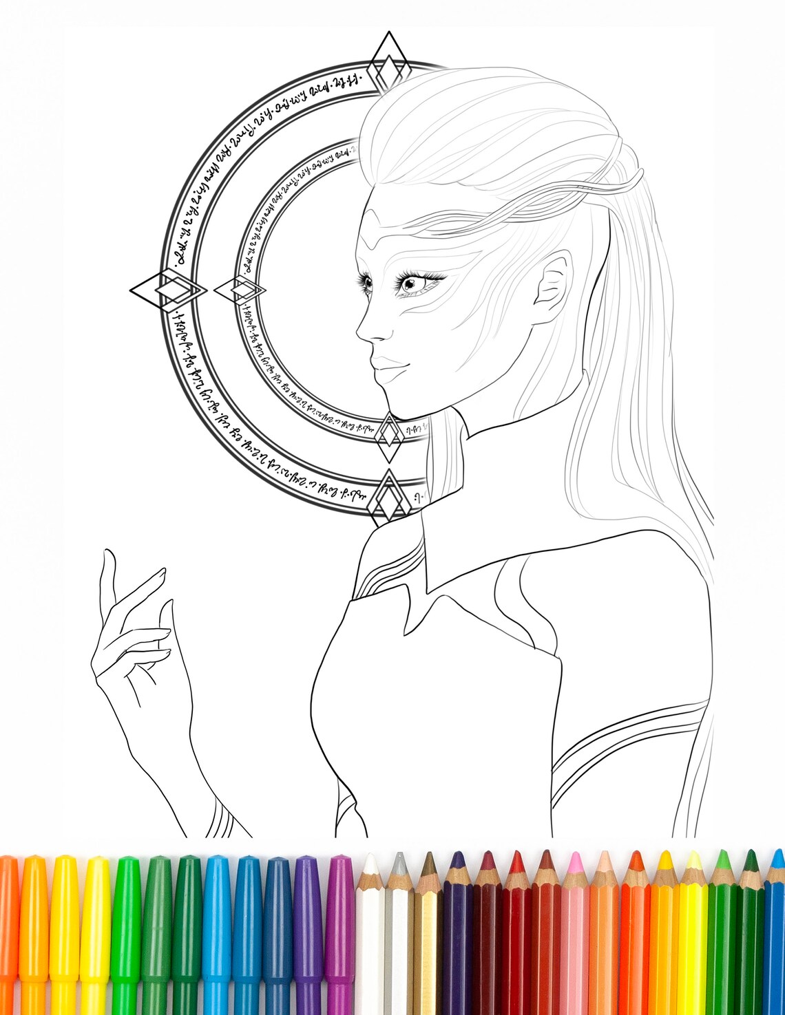 Printable Coloring Page, Lemurian High Priestess Light Language Code ...
