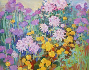 Ölbild. Bild mit Blumen. Blumenboden aus Gogh