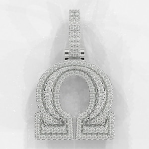 10k White Gold CVD Diamond Omega Pendant - Lab Grown