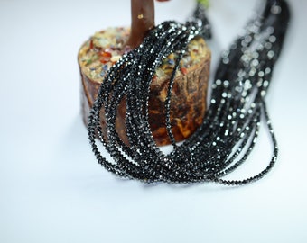 1.5 - 2.5mm Natural black diamond Rondelle Beads, black diamond, necklace, Faceted Rondelle Beads Strand Personalized Jewelry Birthday Gift