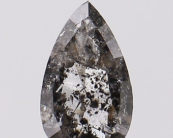 Natural Loose Pear Shape Salt And Pepper Diamond Black Color 0.44 CT 6.5 MM Pear Shape Rose Cut Diamond | SNP992007