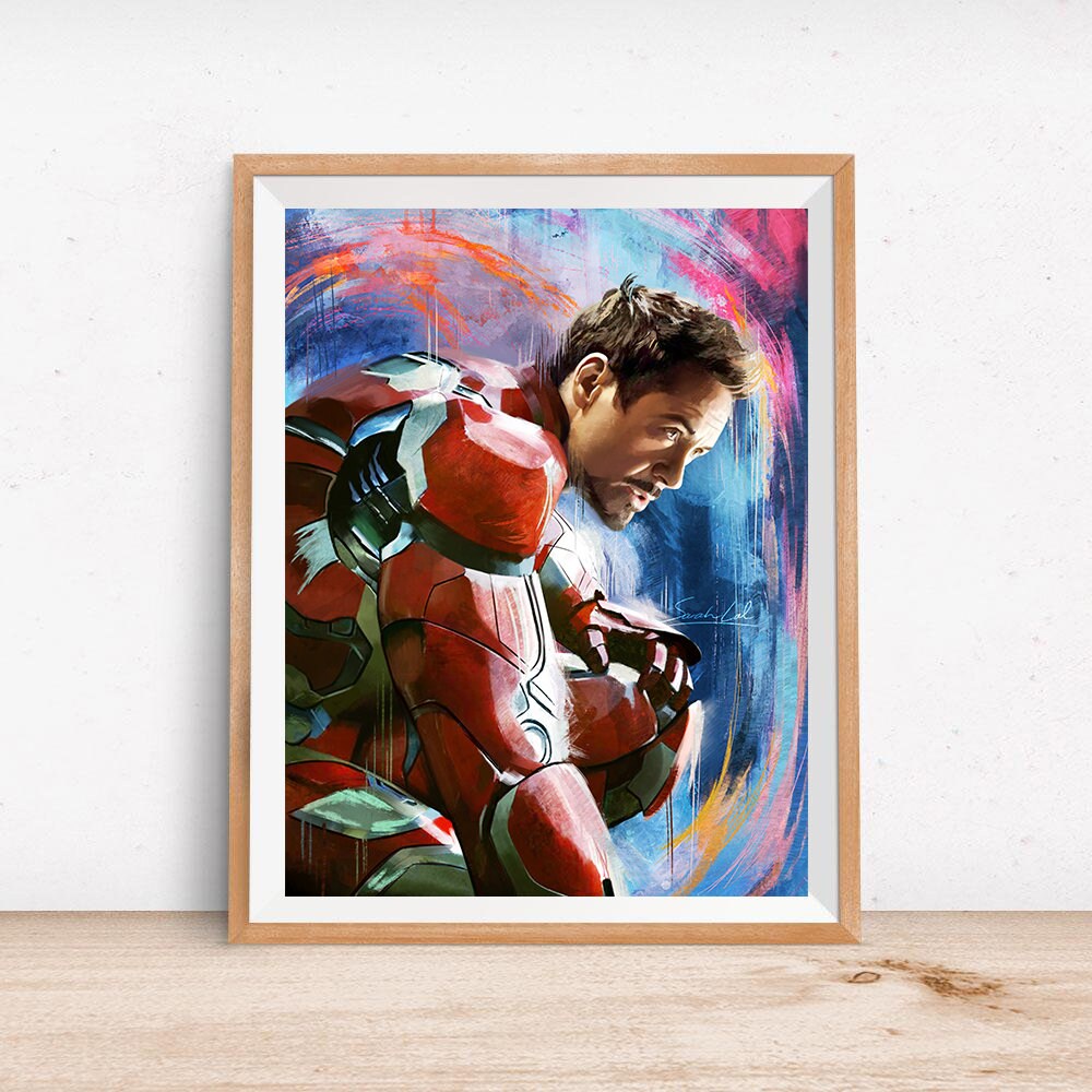 Iron Man Painting Print Tony Stark Robert Downey Jr Artwork