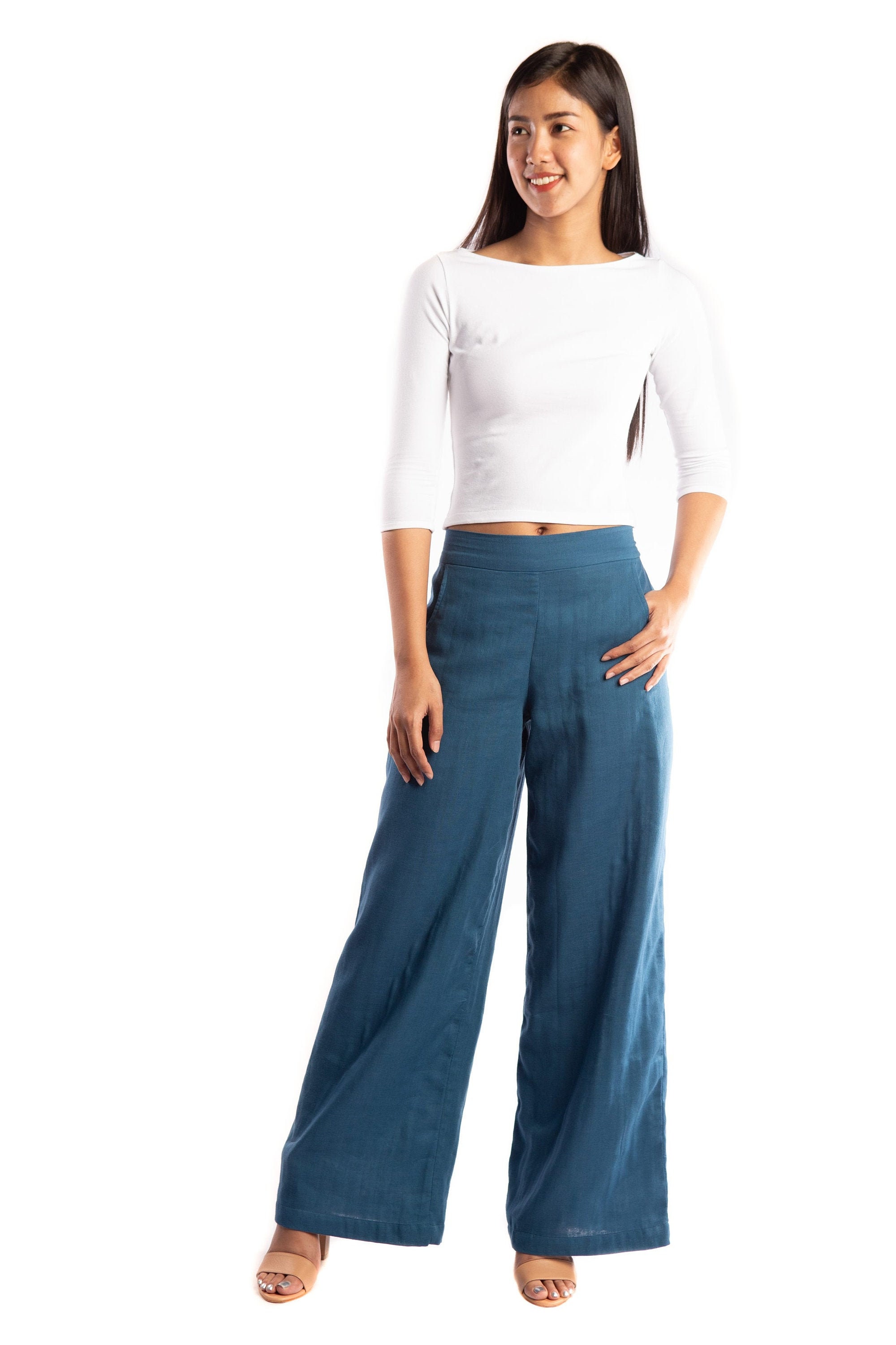 Palazzo Pants Organic Cotton in Blue P 