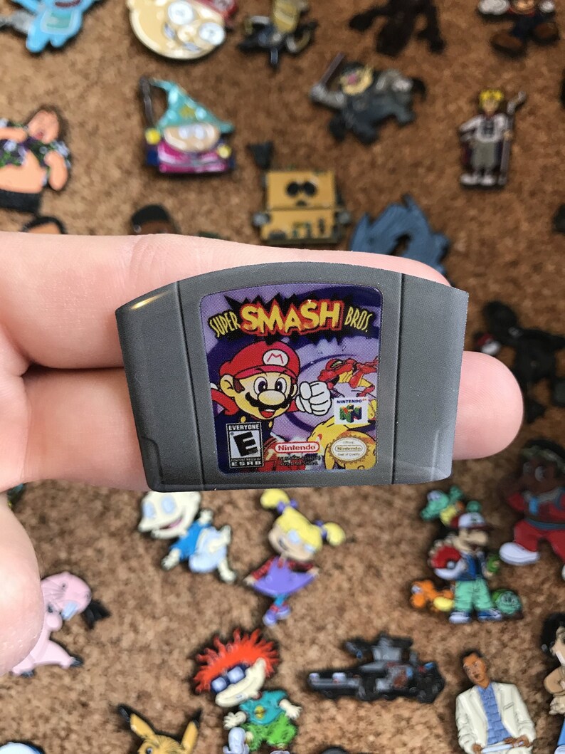 Super Smash Bros N64 Game Cartridge Custom Enamel Pin Pins Etsy
