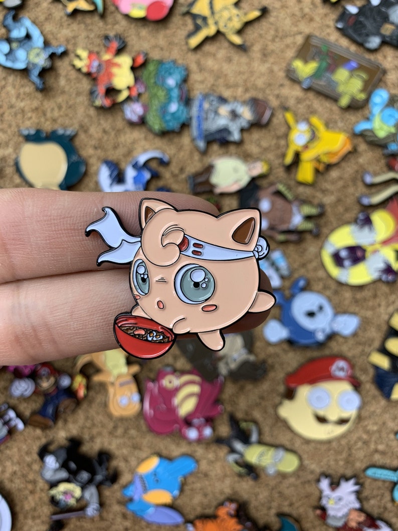 Pins Jigglypuff Eating Ramen Pokemon Custom Enamel Pin Pin Badge Bag Pins Enamel Pins Limited Edition Pins Hat Pin Custom Enamel Pins