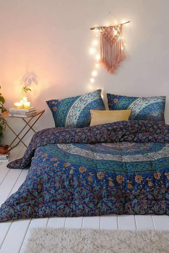 Indian Bohemian Hippie Mandala Bedding Set Queen Size Bedspreads Bed Cover Throw