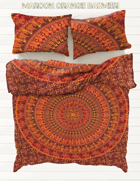 Indian Mandala Bohemian Duvet Cover King//Queen//Twin Size Quilt Cover With Pillow