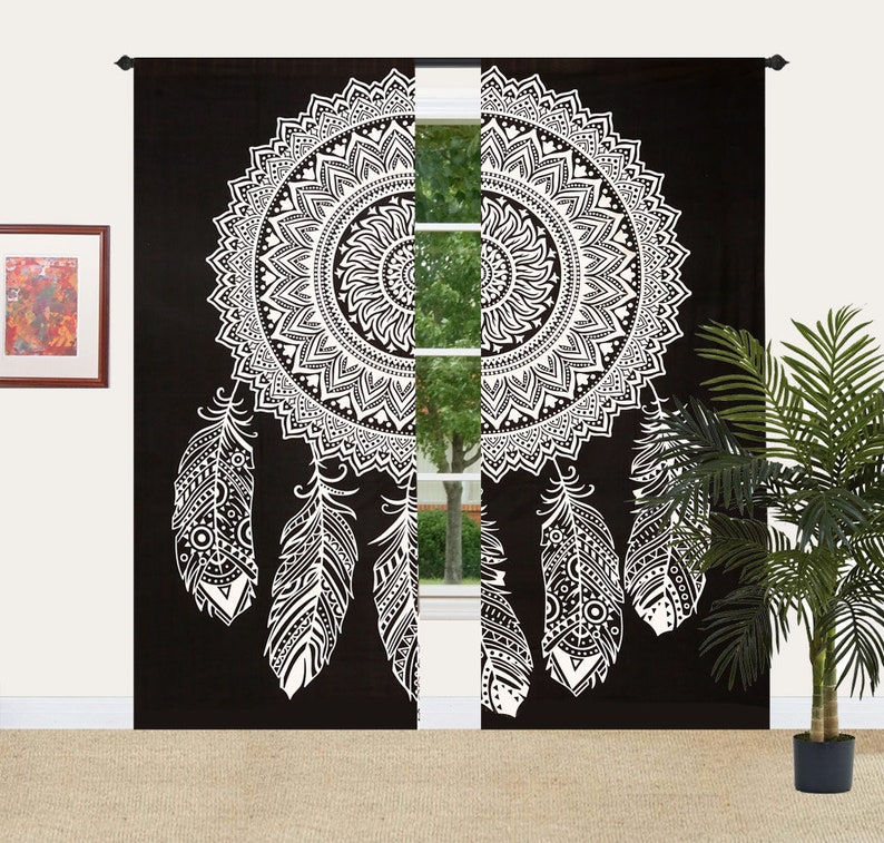 Valance Drapes Window Curtain Mandala Curtain Cotton Curtain Panel Window Treatments Indian Bohemian Sheer Top Door Curtain Shower Curtain