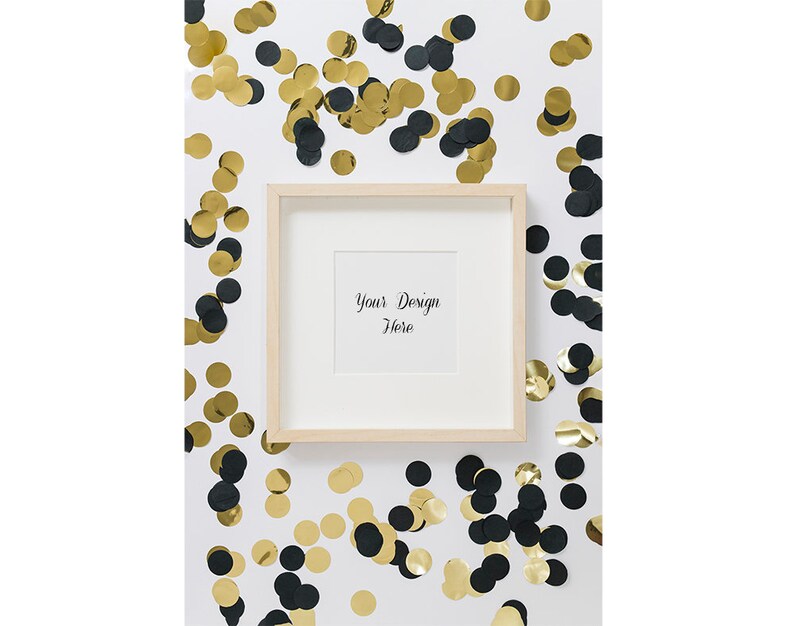Download Picture Frame Confetti Flat Lay Mockup Template Jpg Pdf Photoshop Use Visual Arts Drawing Drafting Trustalchemy Com