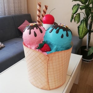 17" Giant ice cream cup fake food model storefront decor indoor oversize faux ice cream cake vitrine design front window decoration