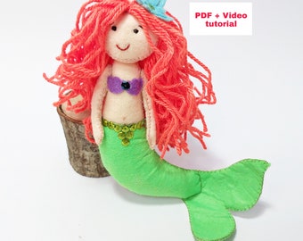 Felt pattern mermaid video tutorial mermaid easy sewing pattern mermaid cute felt toy ornament