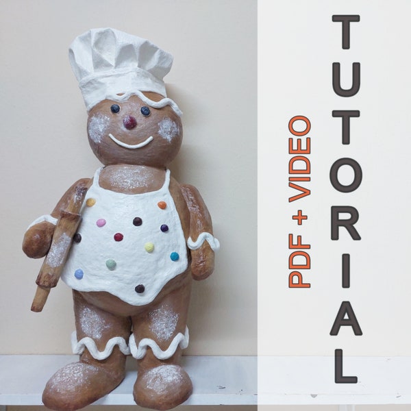 Gingerbread Man kitchen decoration PDF and video tutorial Christmas Gingerbread home decor farmhouse Christmas