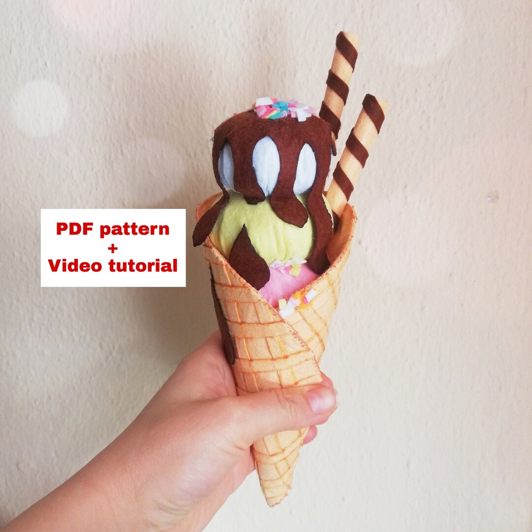 Felt Ice Cream Cone Tutorial, Felt Play Food Pattern, Diy Felt Food
