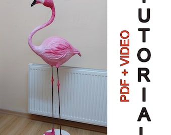Giant Flamingo Tutorial (PDF & Video) Easy Family Paper Craft, Paper Mache Tutorial, Fun Weekend Art Project