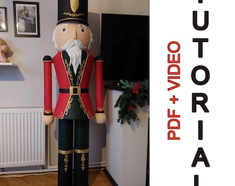 Tutorial y plantilla para hacer un cascanueces gigante, manualidad navideña fácil en papel para la familia, decoración navideña de cartón, proyecto artístico divertido para el fin de semana.