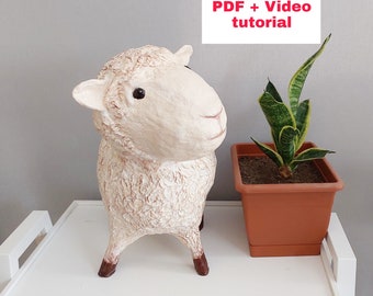 Sheep sculpture tutorial, paper mache sheep, video tutorial, sheep craft