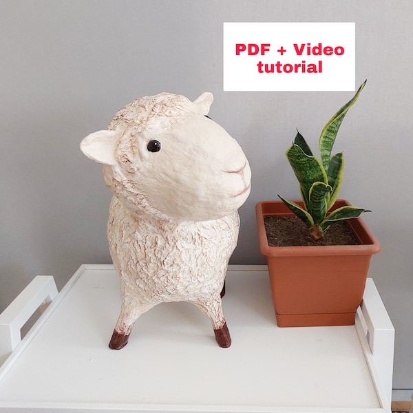 Sheep sculpture tutorial, paper mache sheep, video tutorial, sheep craft