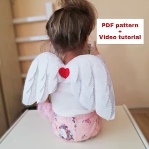 Felt Angel wings tutorial, Valentine&#39;s kids wings, Angel customs, Valentine&#39;s Day kids cupids wings, pdf pattern, video tutorial