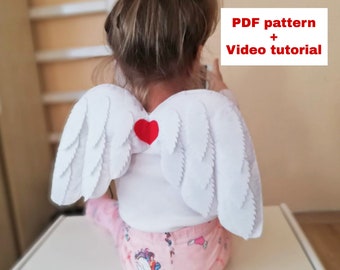 Felt Angel wings tutorial, Valentine&#39;s kids wings, Angel customs, Valentine&#39;s Day kids cupids wings, pdf pattern, video tutorial