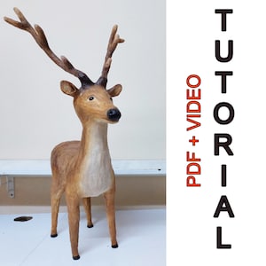 Tutorial de reno en pdf, patrón de ciervo de cartón, videotutorial de decoración navideña