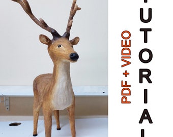Reindeer tutorial pdf pattern cardboard deer video tutorial Christmas decoration