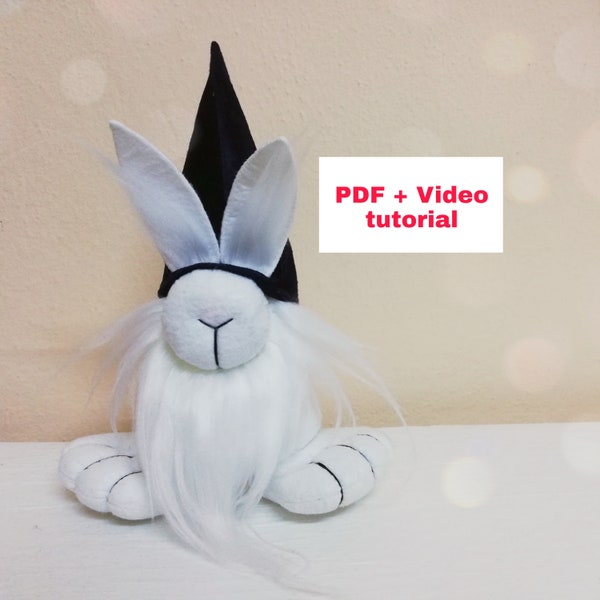 Felt Bunny Gnome tutorial hand sewing pdf pattern gnome felt Rabbit nursery room decoration