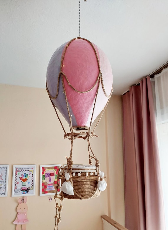 Hanging Lamp Hot Air Balloon Lamp For Nursery Air Balloon Children's Wall  Mounted Night Lights 2PCS Fabric