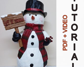 Paper mache Snowman tutorial New Year diy handmade