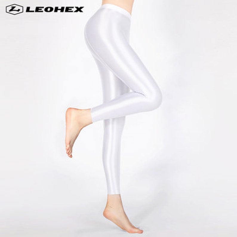 LEOHEX Satin GLOSSY OPAQUE Shiny Wet Look Tights Sexy Stockings Yoga ...