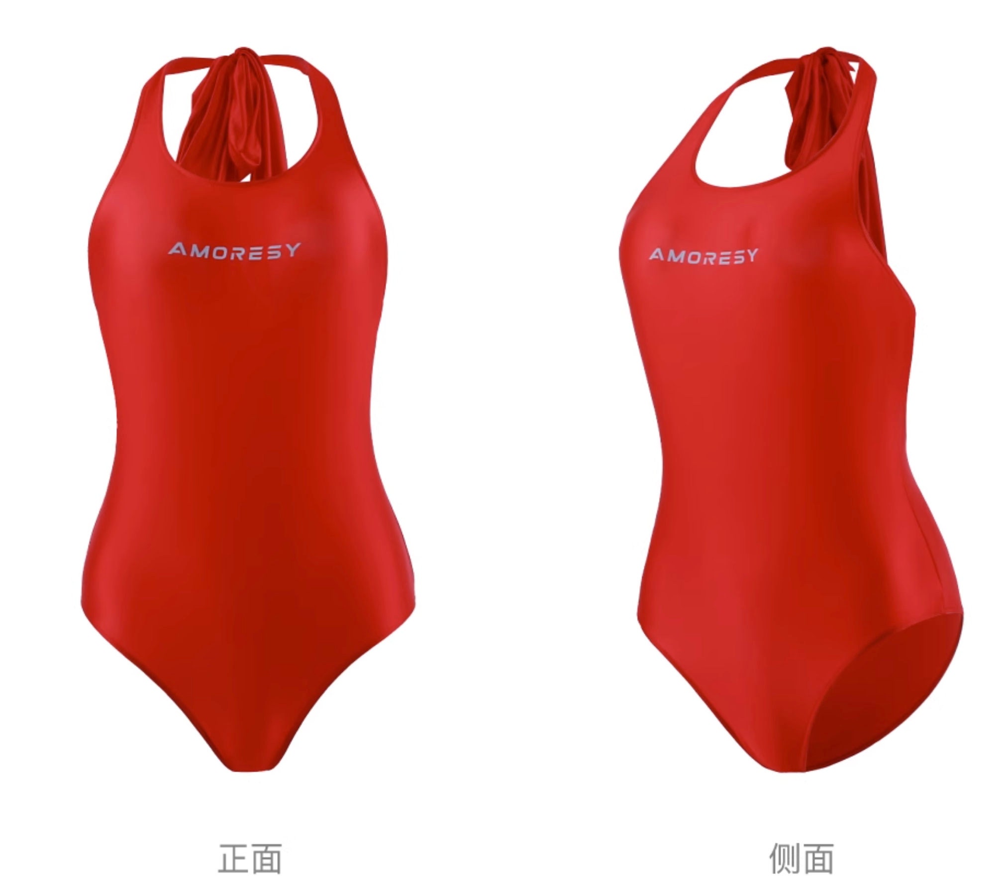 AMORESY Shiny Glossy Satin Spandex Silk Full Body Swimsuit Catsuit