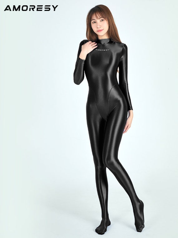 Black Spandex Lady Zentai Suit Fullbody Tight Fabric Female