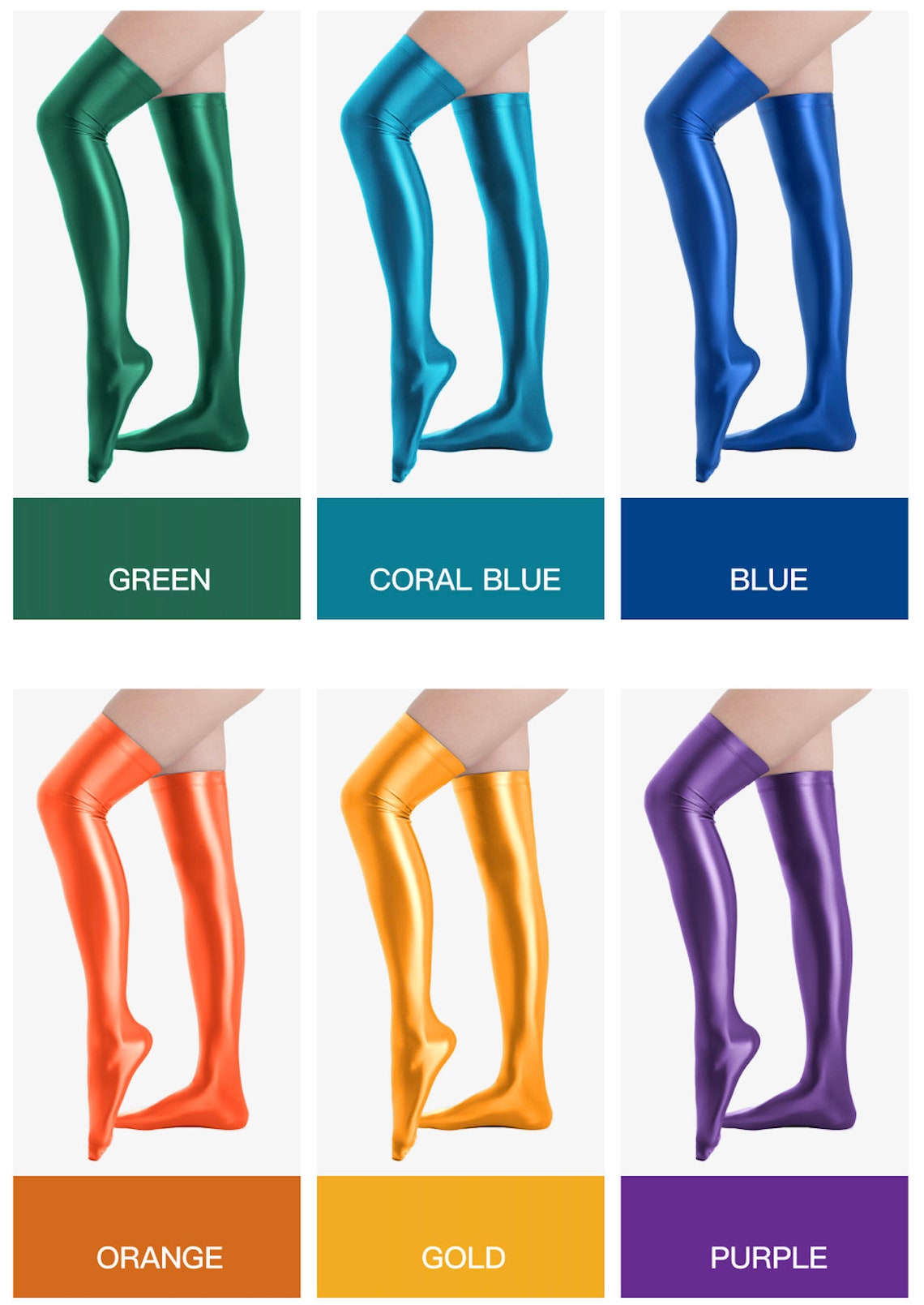 AMORESY Satin Silk Shiny Lycra GLOSSY OPAQUE Shiny Silky Kulticolor Knee Length Stockings Etsy