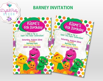 Barney Birthday Invitations Etsy