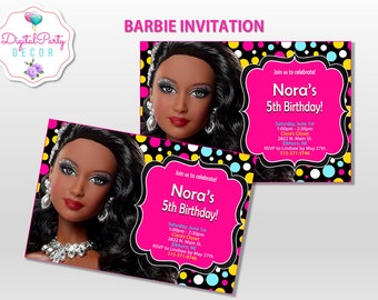 Birthday Invitation Barbie Etsy