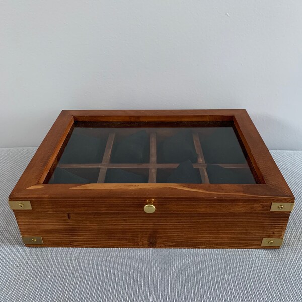 Tennessee - 8 watch organizer, 8 tie organizer, ties and watches, watch box, storage, dresser organizer with brass corners
